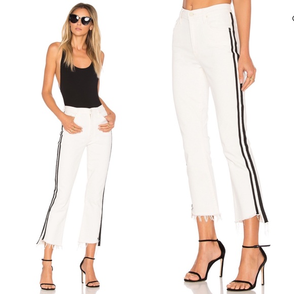 MOTHER Denim - MOTHER Jeans Insider Crop Step Fray White & Black